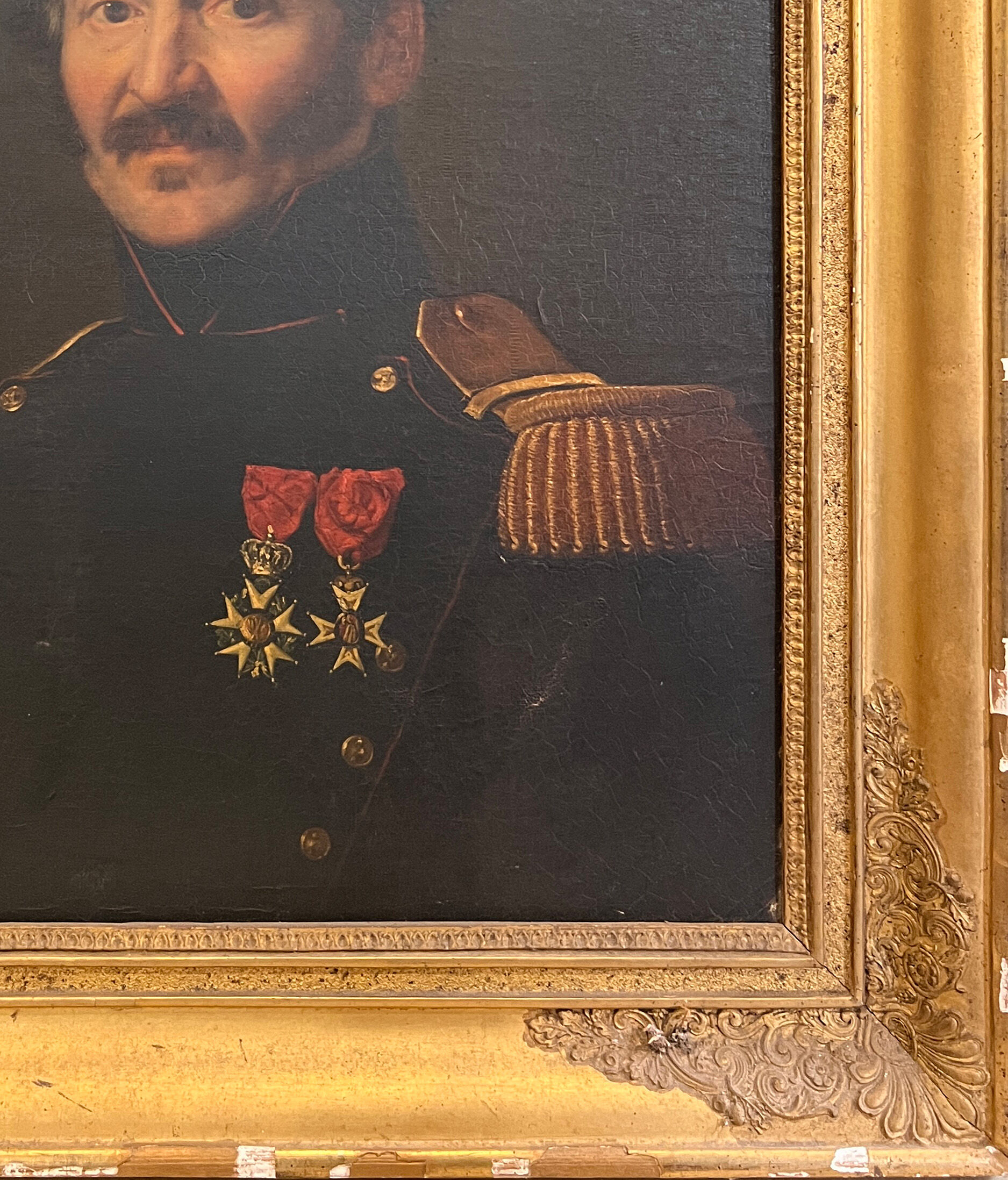 Huile sur toile d'un portrait d'officier
