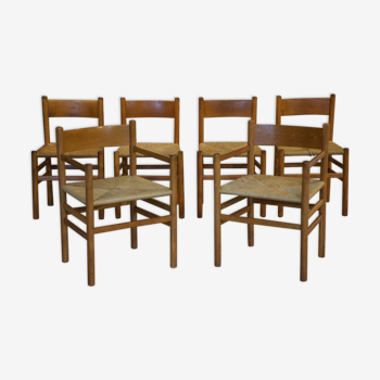 Série de quatre chaises et deux fauteuils design danois 1960’