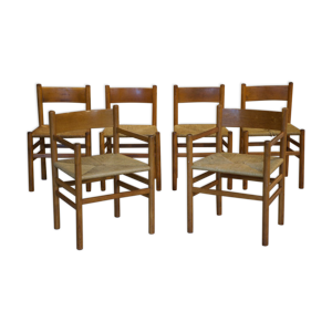 Série de quatre chaises et deux fauteuils design danois 1960’