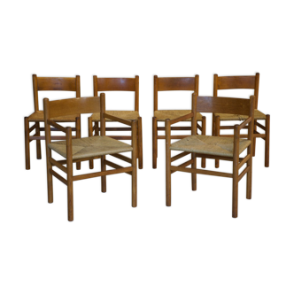 Series of four chairs and two armchairs Danish design 1960'