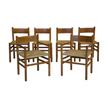 Série de quatre chaises et deux fauteuils design danois 1960’