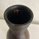 Ceramic vase painted brown (wood effect), elongated model