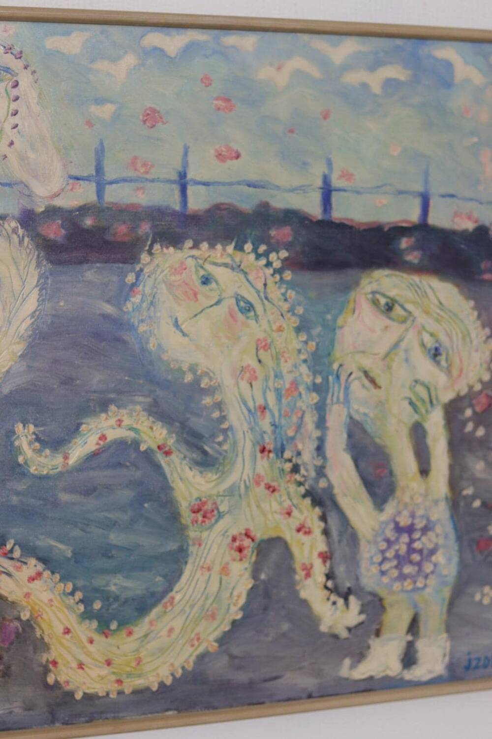 Original Swedish Oil on Canvas – “Figures” by JZON – Vintage, Framed