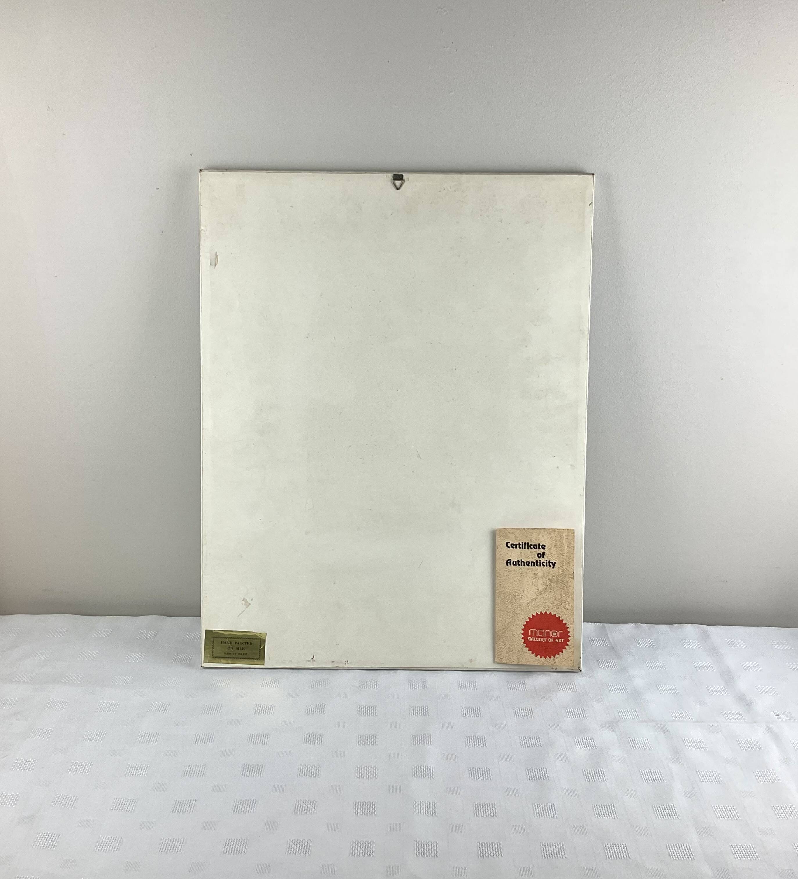 The dancers, painting on silk and vintage wooden frame