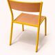Vintage trio of school chairs – Coloured metal structure in yellow & blue