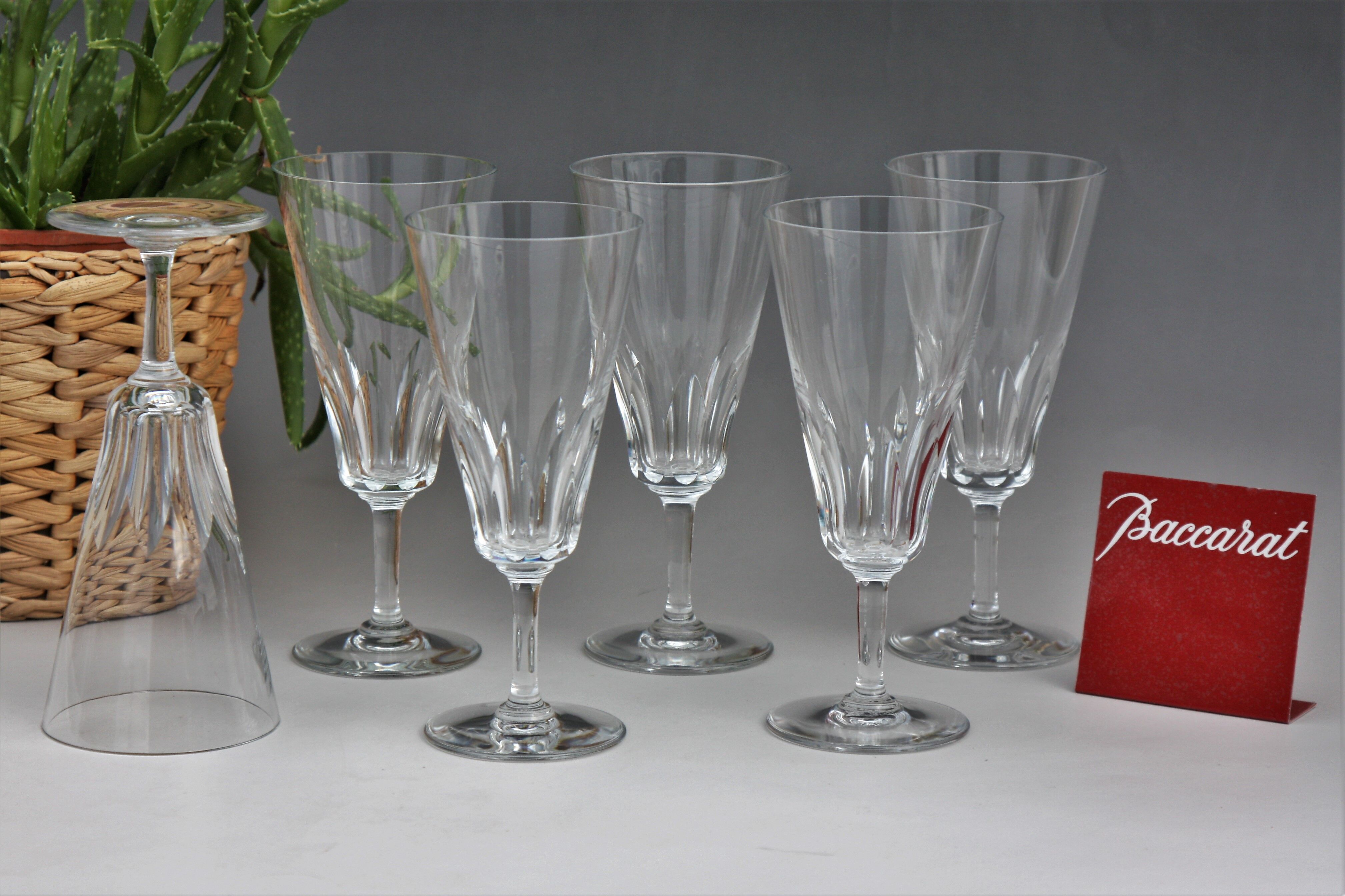 Set of 6 crystal champagne flutes Baccarat Côte d'Azur