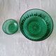 Emerald green dessert service, salad bowl and 8 Arcoroc bowls.