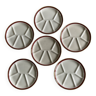 6 assiettes à fondues Gien.