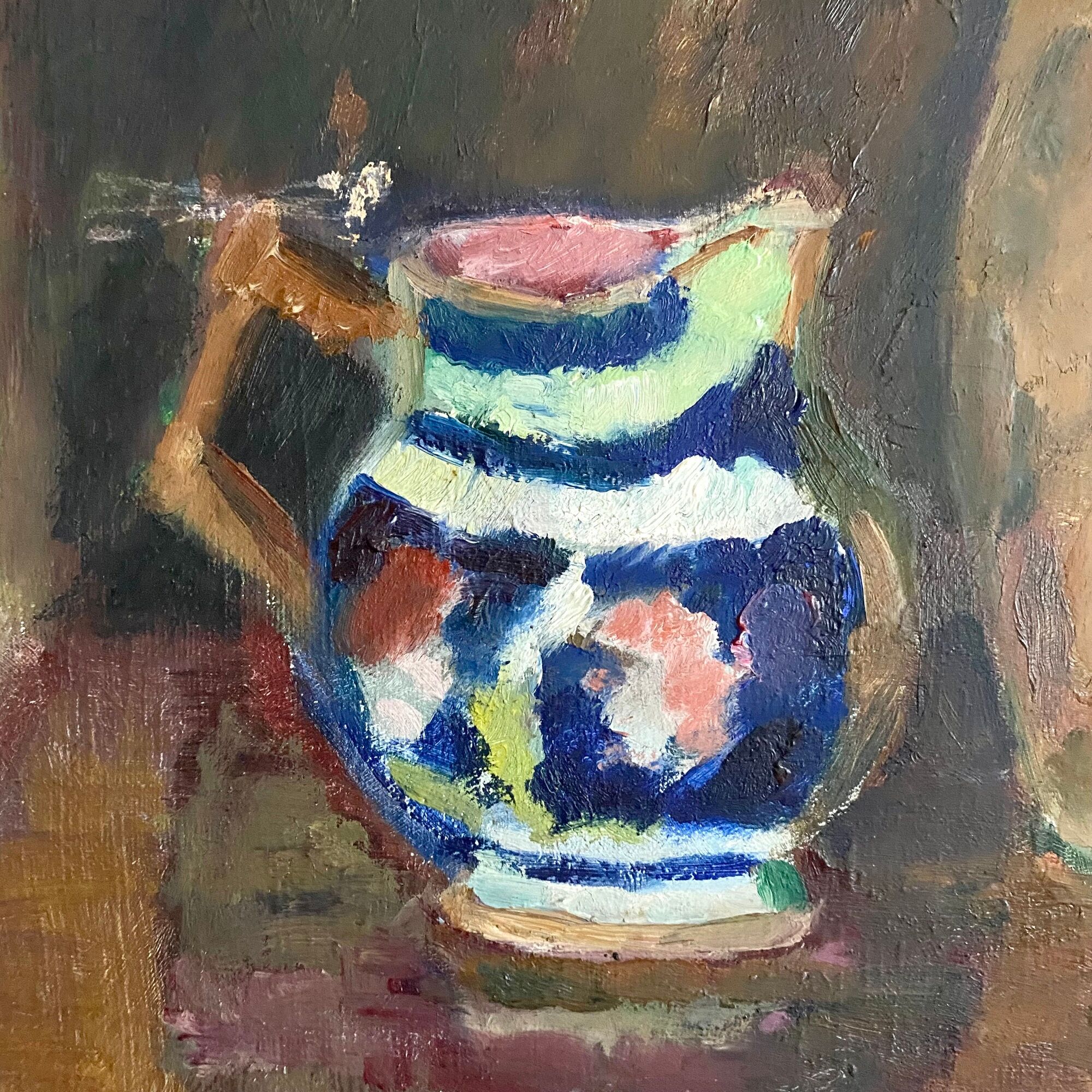 Oil on canvas still life bouquet of flowers