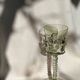 pair of blown wine glasses - green
