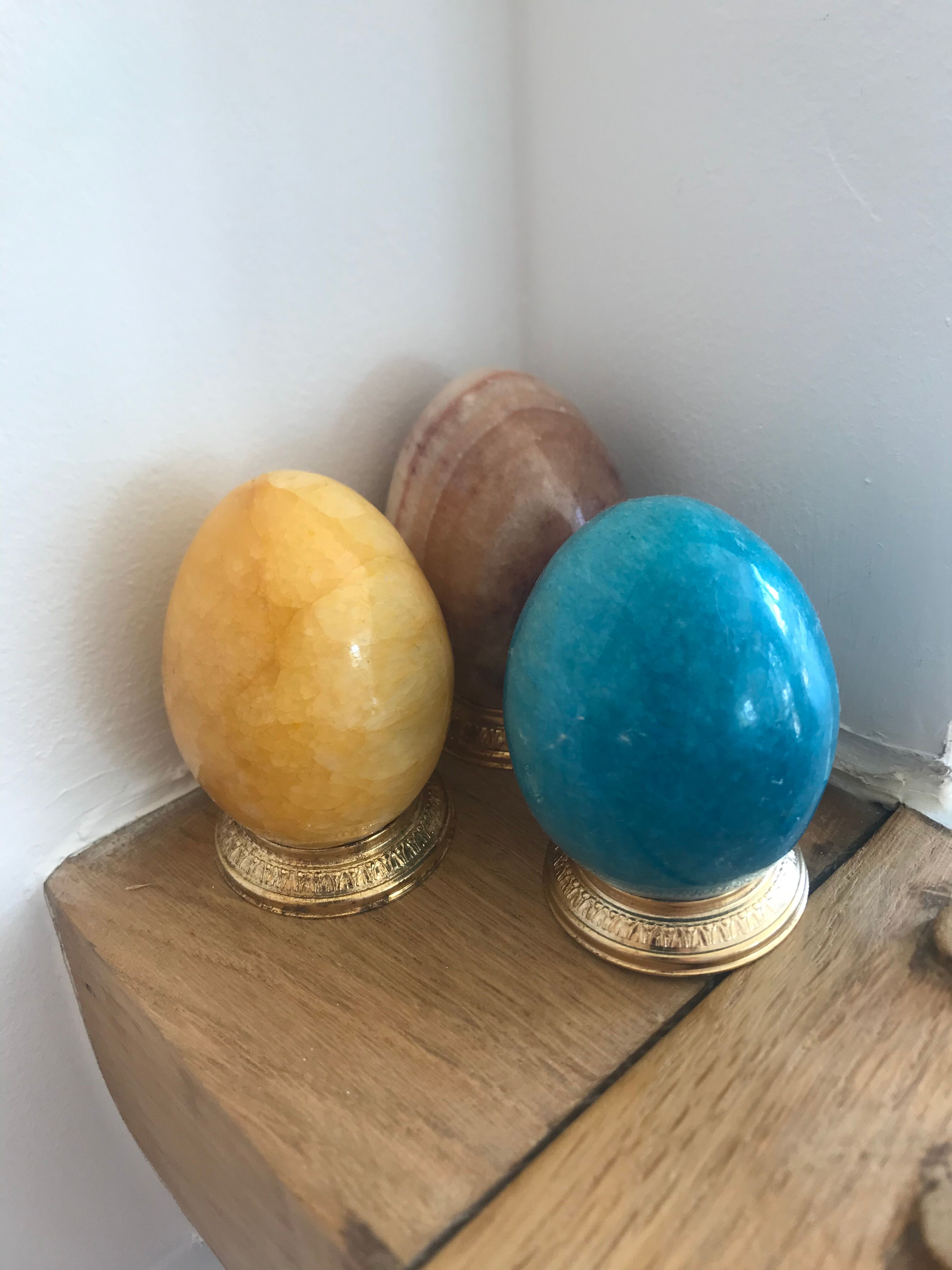 Lot de 3 œufs en onyx