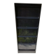 Black metal clamshell cabinet