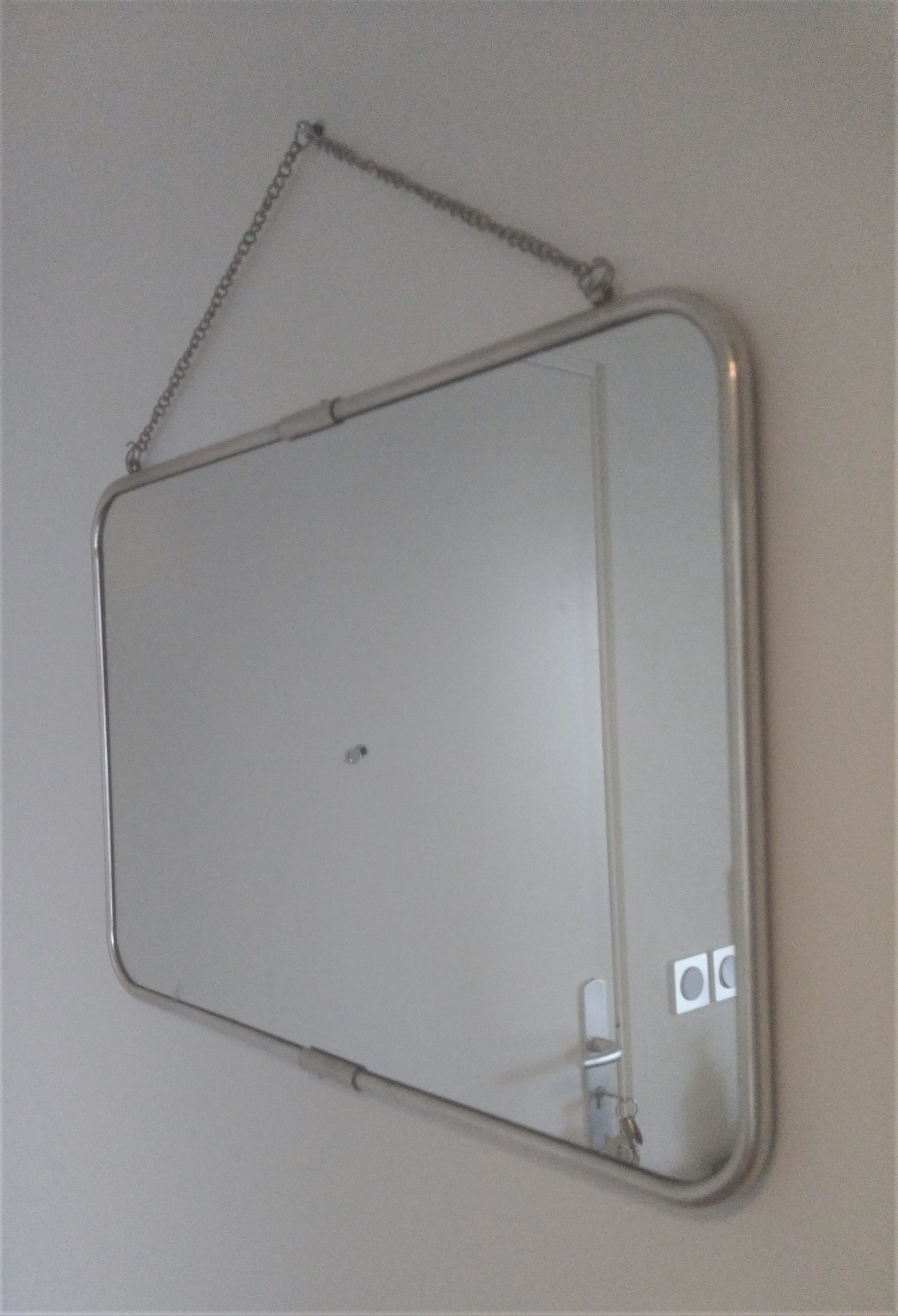 Large barber mirror/rectangular bathroom with metal border 57cm/40cm
