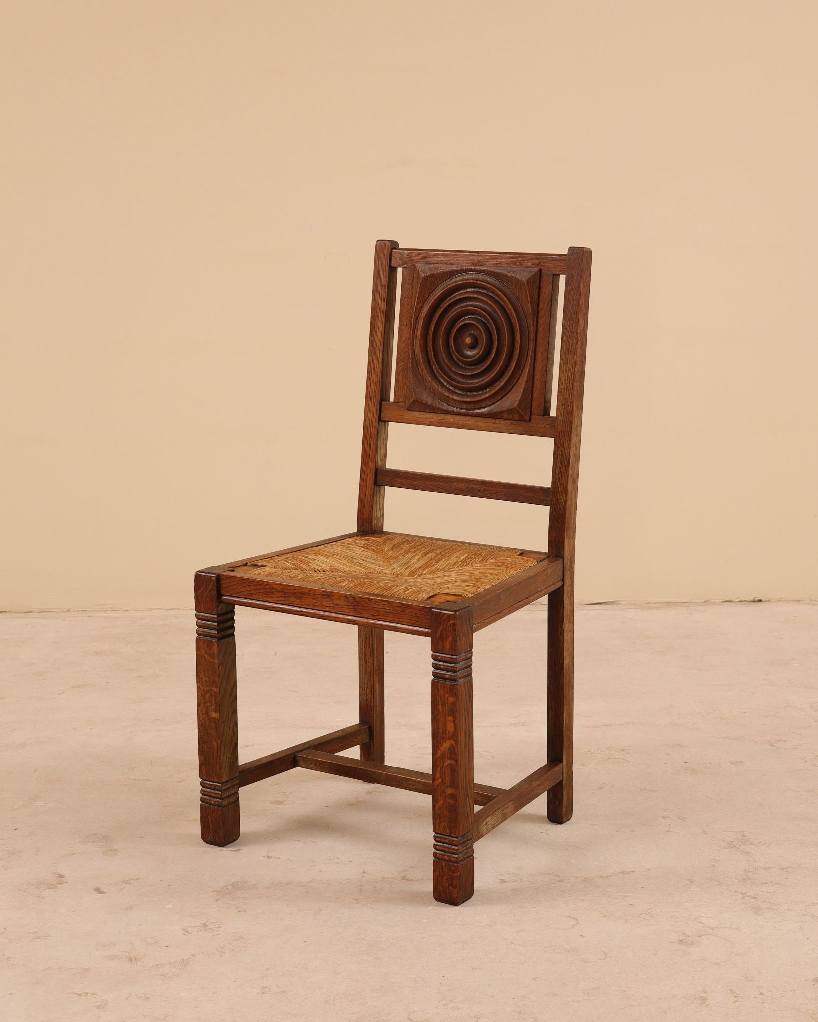 Solid oak chairs, France, 1950s
