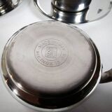 Set de 6 tasses avec soucoupes en inox, Guido Bergna, Italie, 1970s