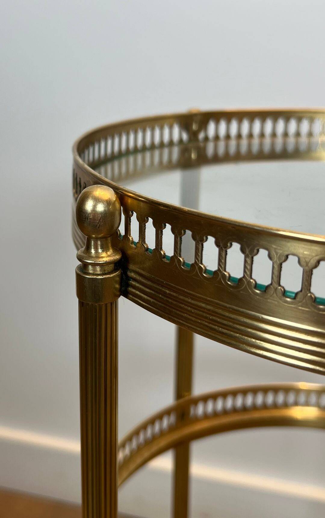 Pair of Art Deco Round Rolling Tables with Removable Tops, Maison Jans