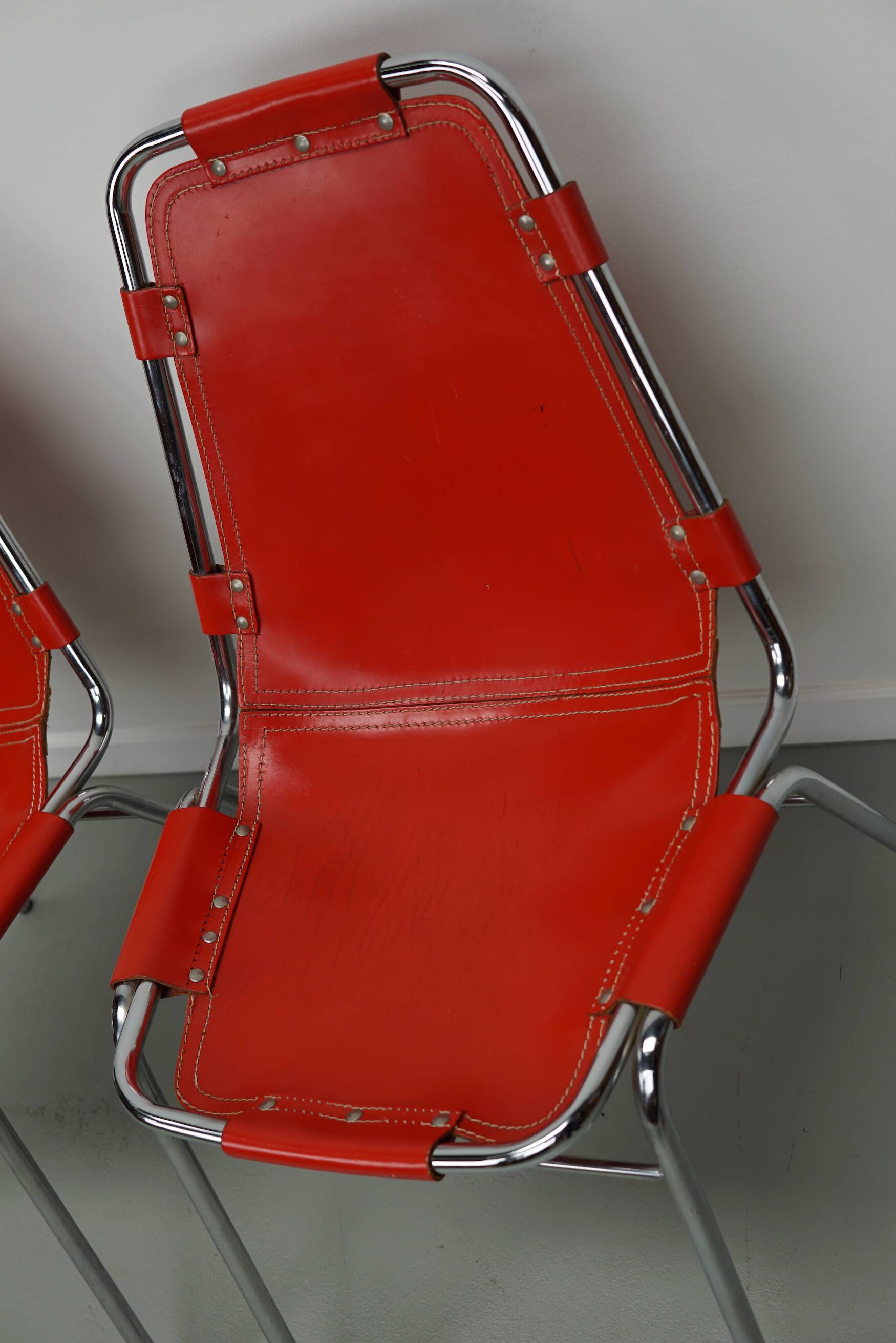 Set of Two Red Chairs by Dalvera for Les Arcs, 1960s