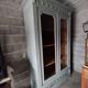 Old 2-door bookcase with chalk paint blue patina