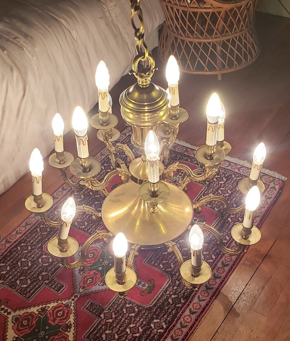 Monumental bronze chandelier