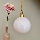 Vintage globe pendant lamp in white opaline