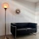 Black leather 2-seater tubular sofa bauhaus style Marcel Olsen design