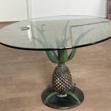 Art Deco pineapple side table in brass and iron, attributed to Maison Jansen, 1972