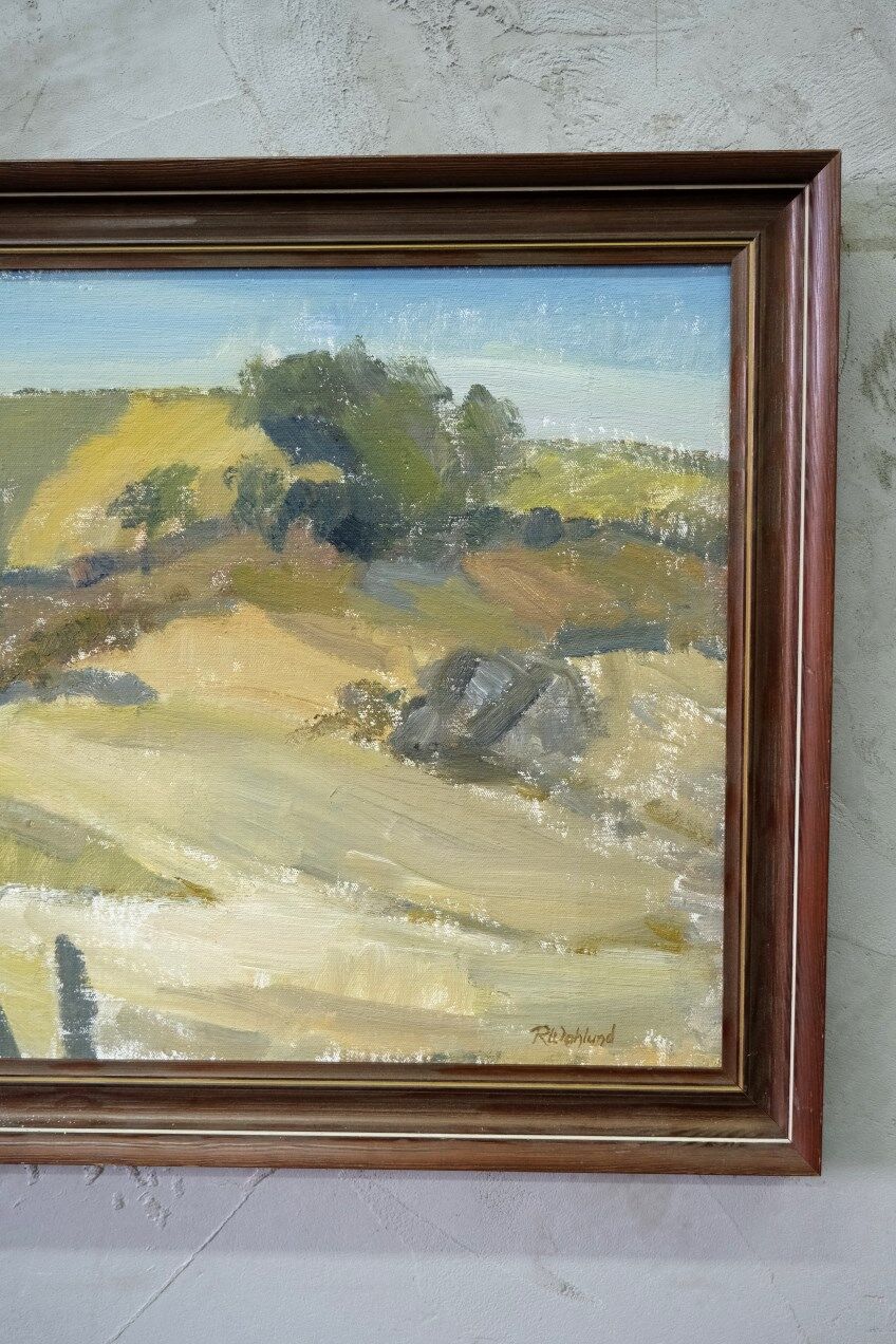 Ruth wahlund, swedish landscape, 1960, oil on canvas, framed