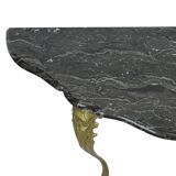 French Marble Console Ornate Brass Legs Baroque Style