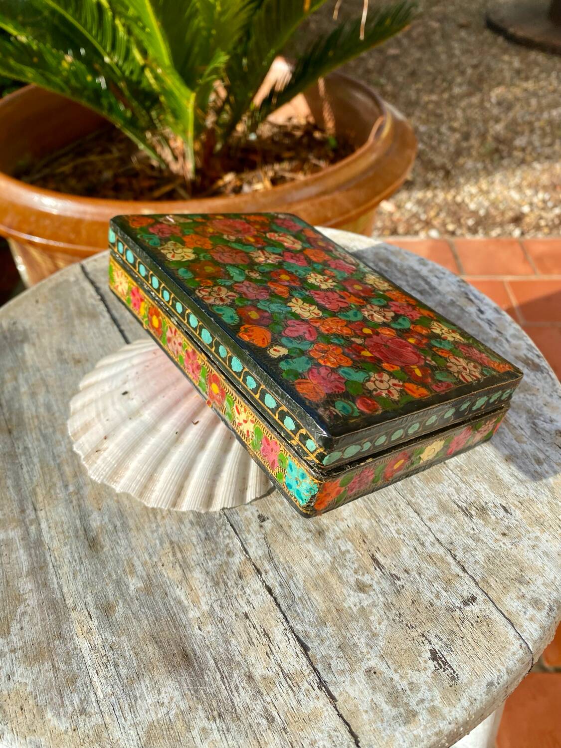 Hand painted wooden box