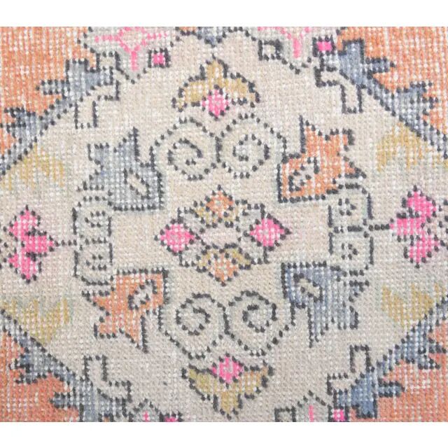 Vintage Turkish Hand-Knotted Wool Cotton Orange Runner 90x272