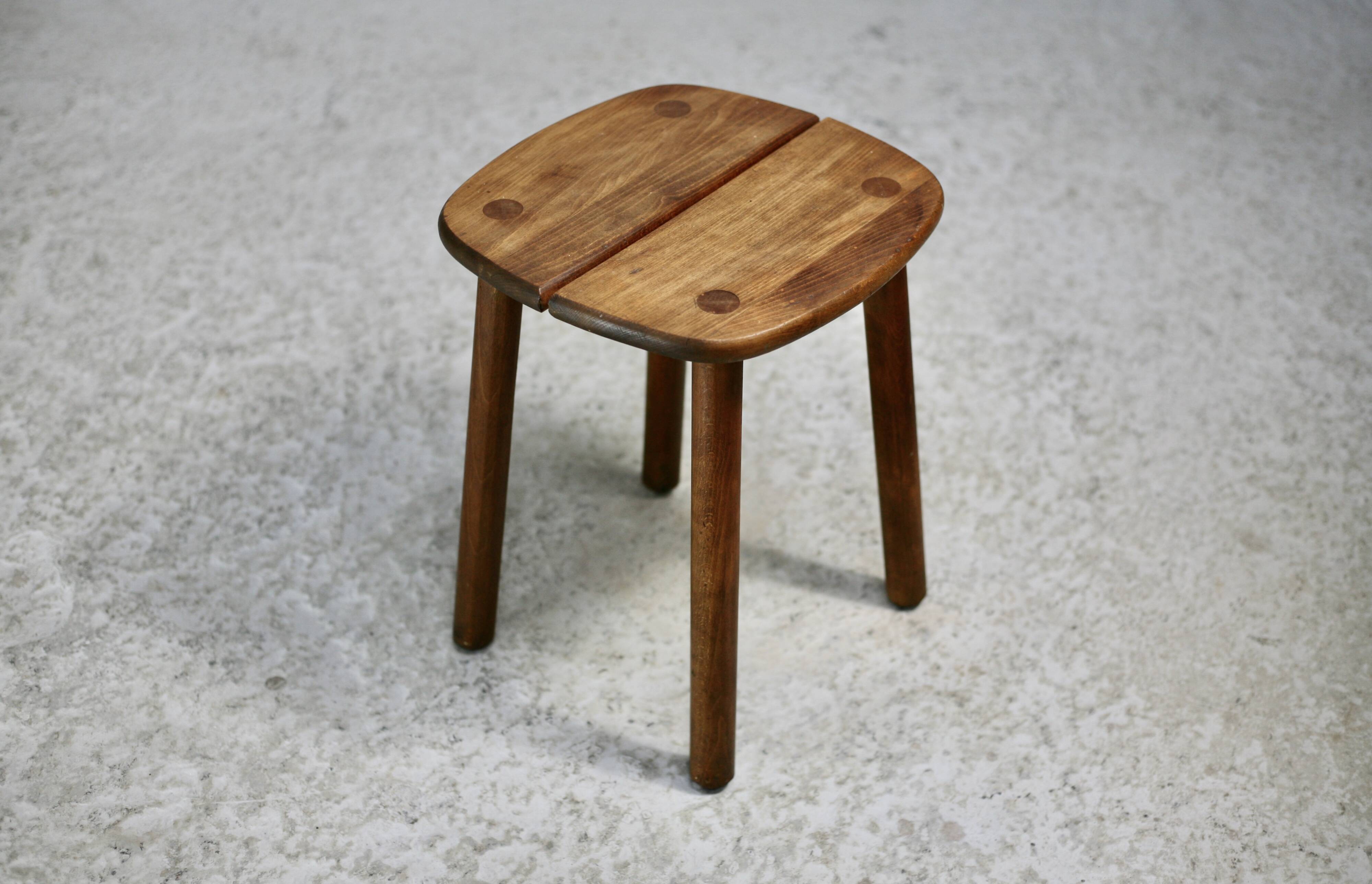 Pierre Gautier Delaye attribution. wooden stool, France, circa 1960
