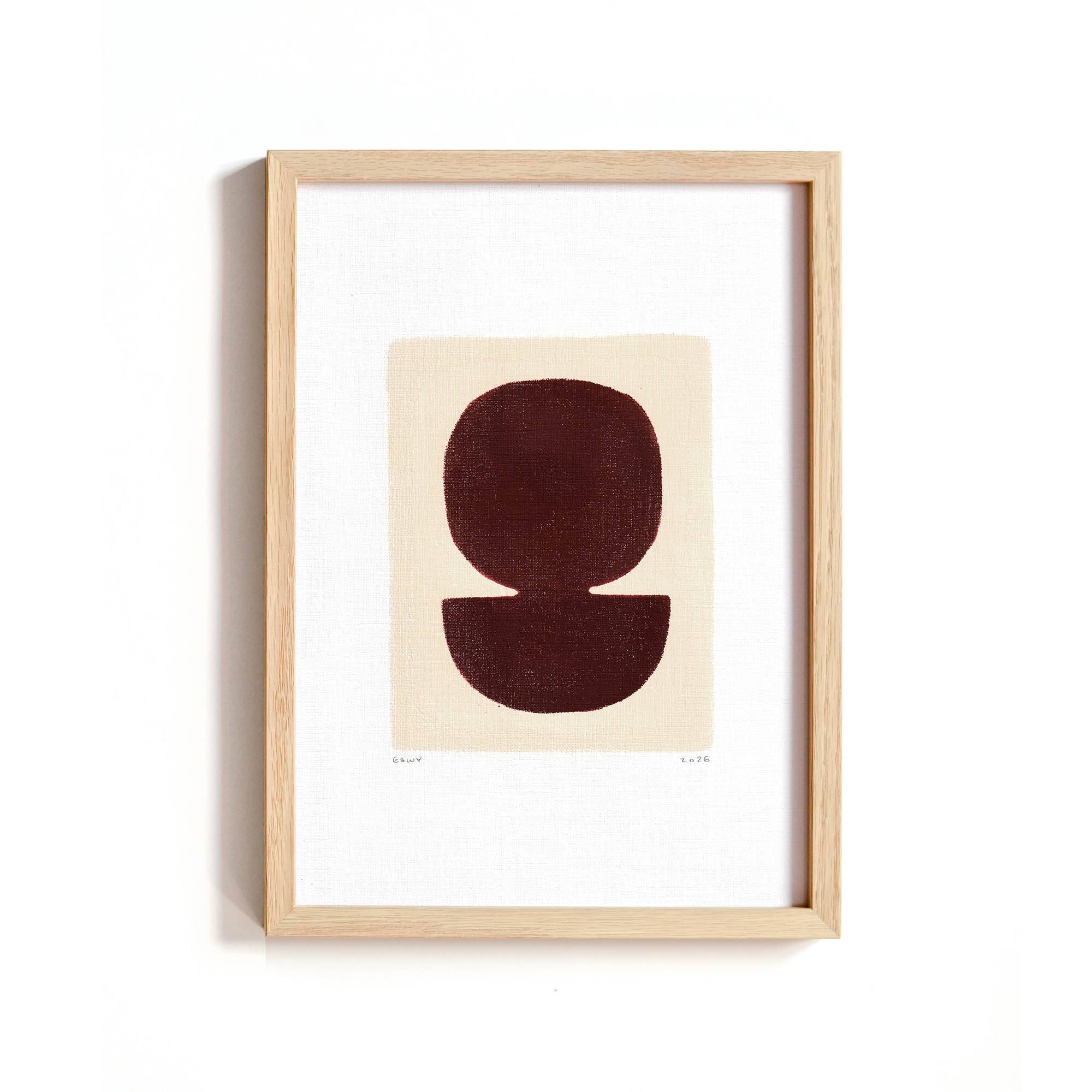 Collection of 4 abstract paintings on brown paper signed Eawy.