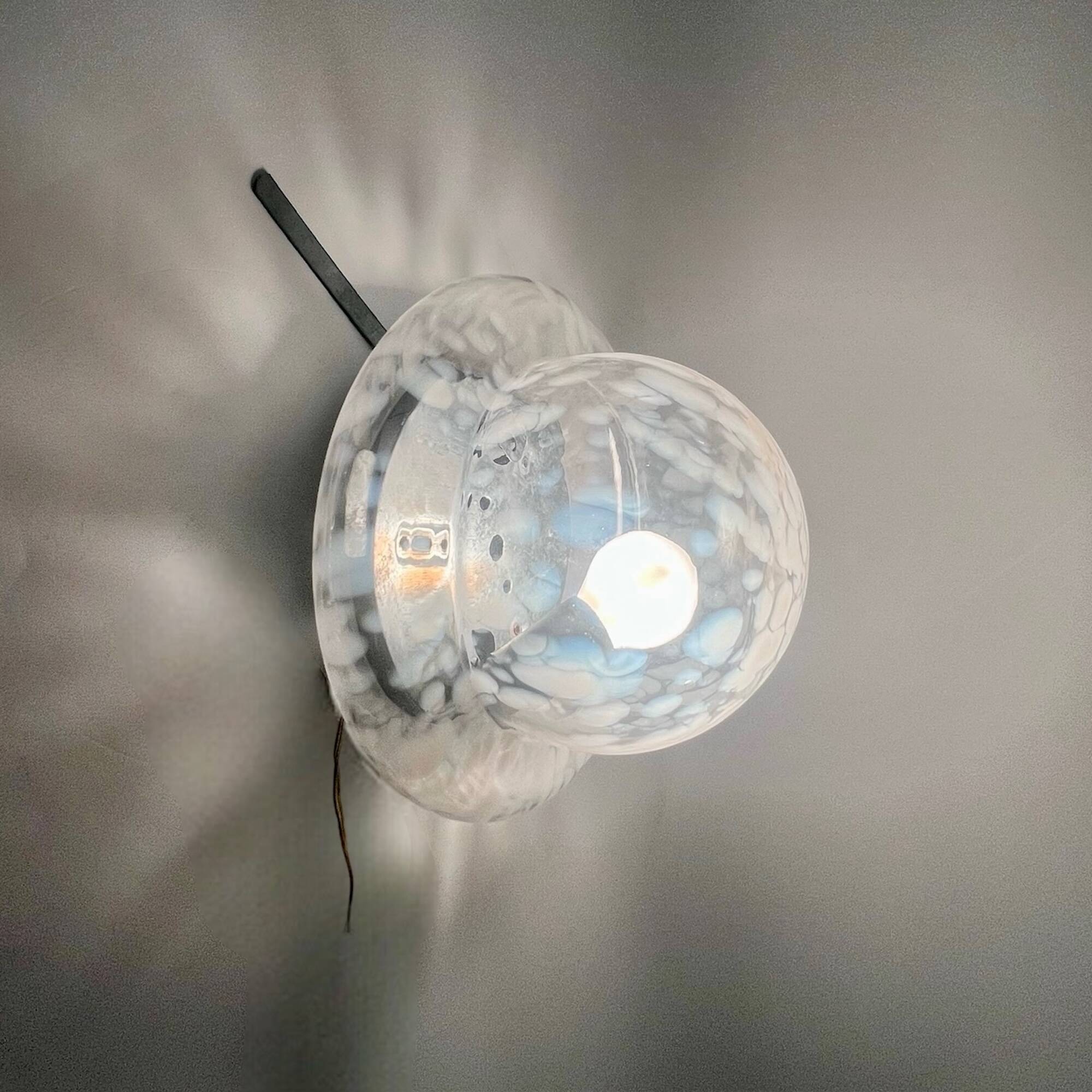 Vintage Space Age UFO Flush Mount Light Fixture with Spotted Glass Shade, 1960s