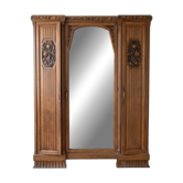 Art Deco wardrobe in solid wood with mirror