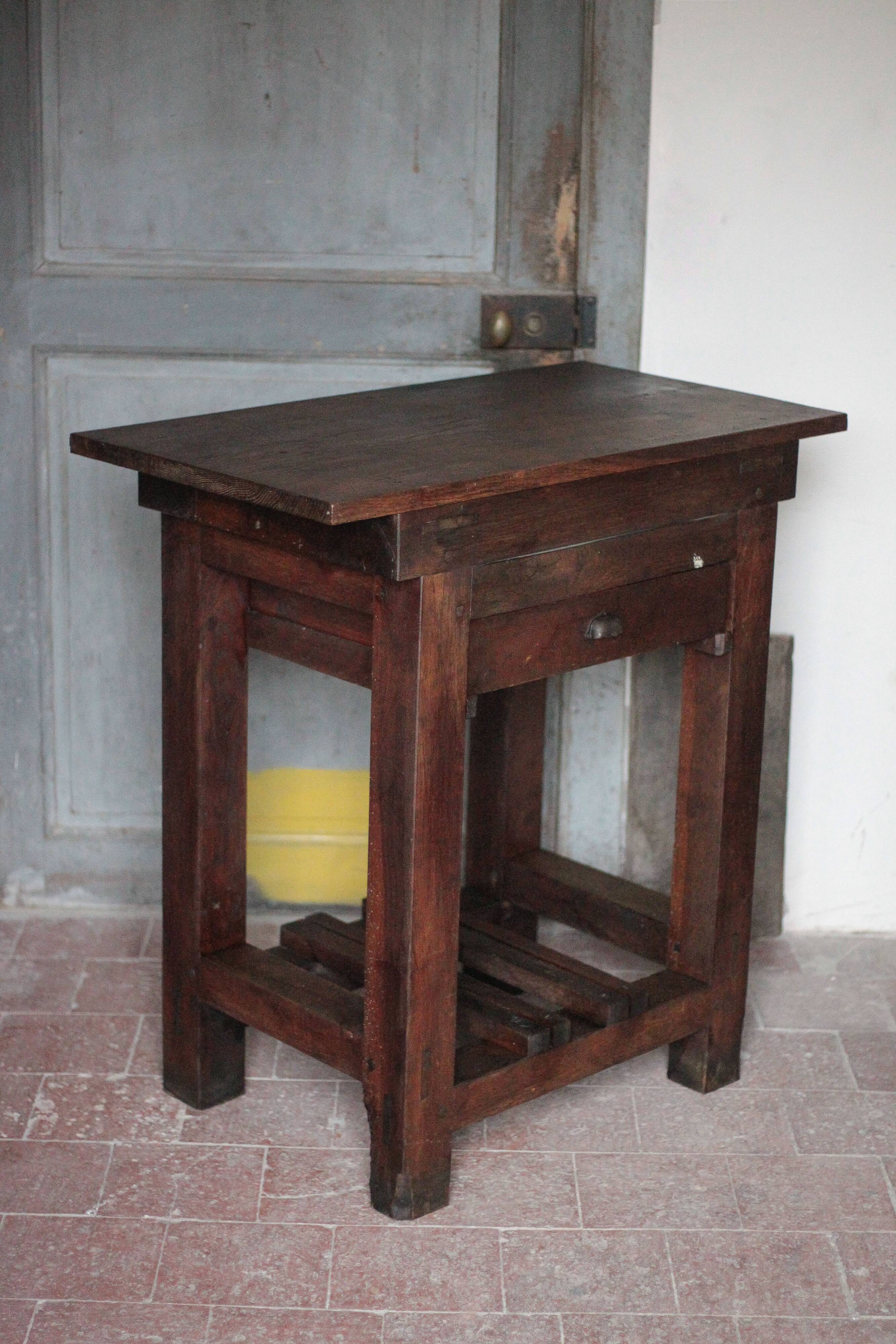 Vintage wooden sideboard, wooden kitchen furniture, furniture with drawer, storage.