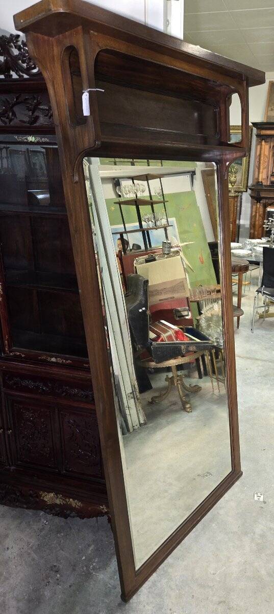 Very large trumeau mirror from the Art Nouveau period in mahogany / h 196cm
