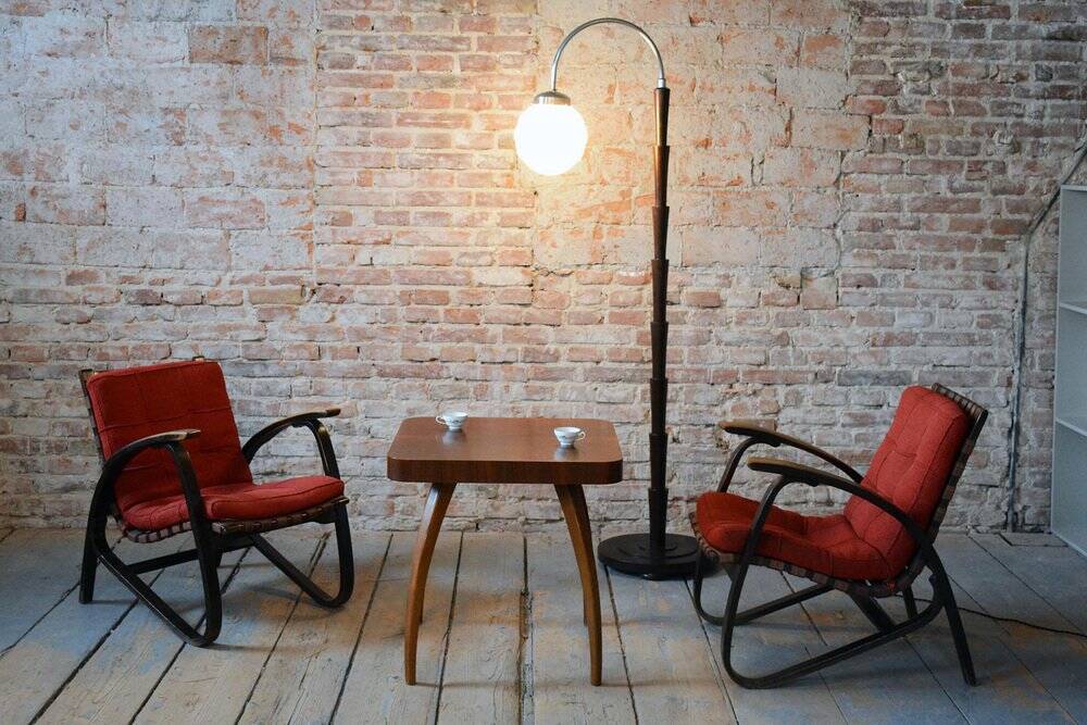 Czech Art Deco Oak Armchairs attributed to Jan Vaněk, 1940s, Set of 2