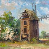 Pendant of hst paintings "landscape" by anna miszalska-gąsienica (1962)