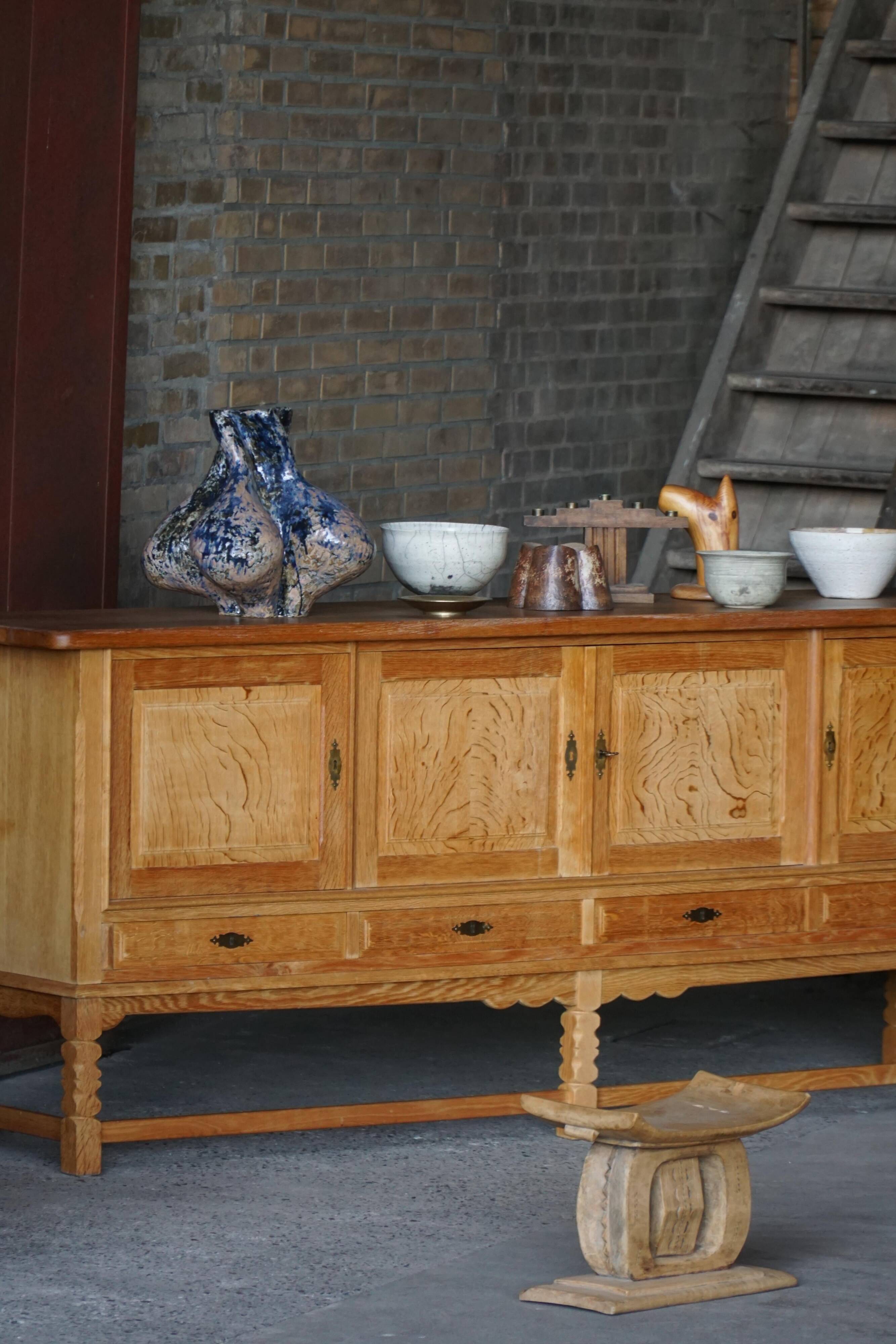 Henning Kjærnulf, mid-century Danish brutalist enfilade in oak, 1960s.