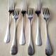 Set of 6 silver metal table forks Uniplat model