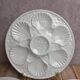 Set of 3 oyster/shell plates Chantilly France – cracked white