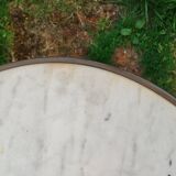 Table bistrot ronde ancienne avec plateau marbre