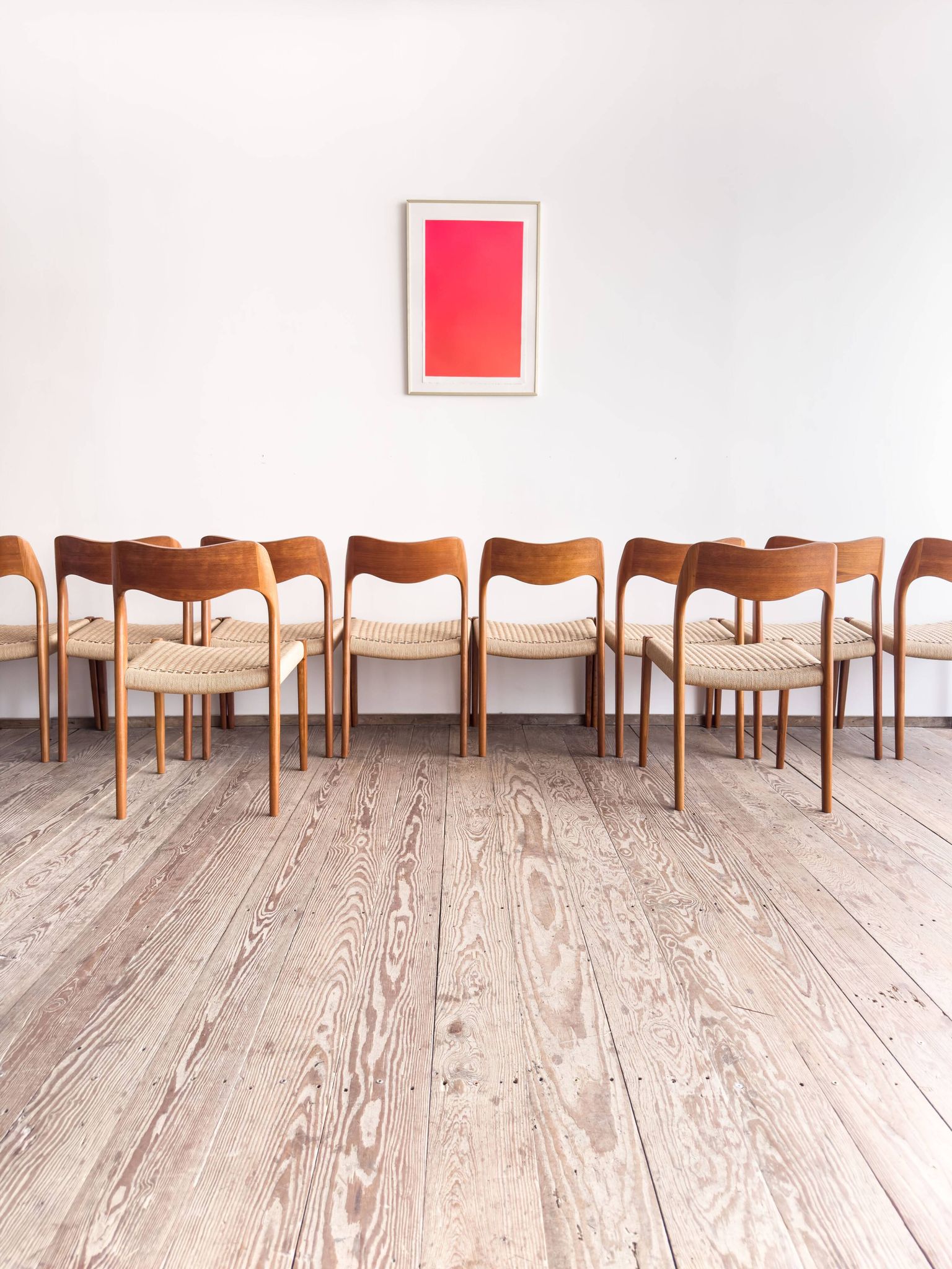 Set of 10 chairs 71 in teak by Niels O. Møller, JL Moller, Mid Century