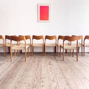 Set of 10 chairs 71 in teak by Niels O. Møller, JL Moller, Mid Century