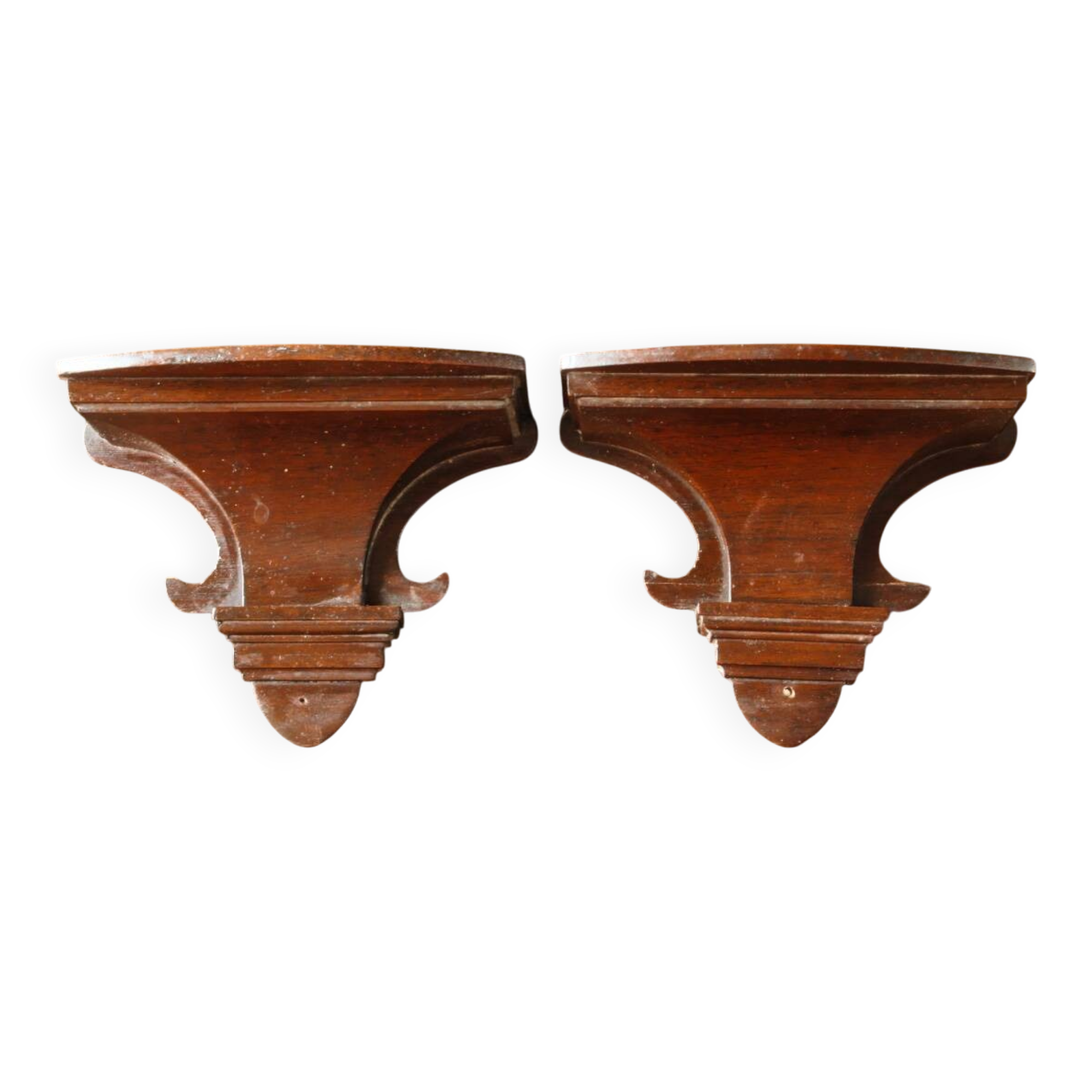 Pair of wall consoles in mahogany