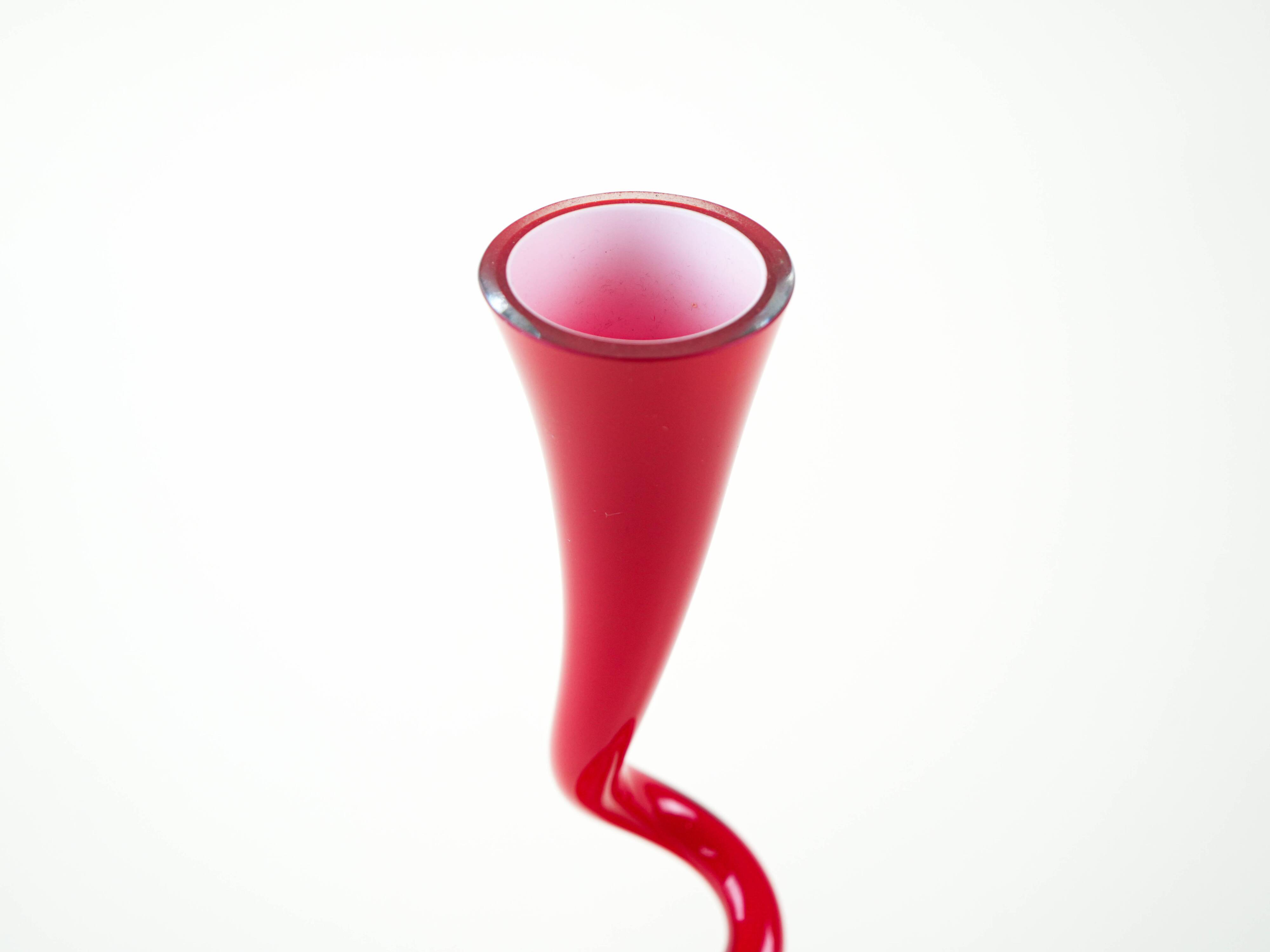 Red vase, Swing Vase, Danish design, manufactured by Normann Copenhagen