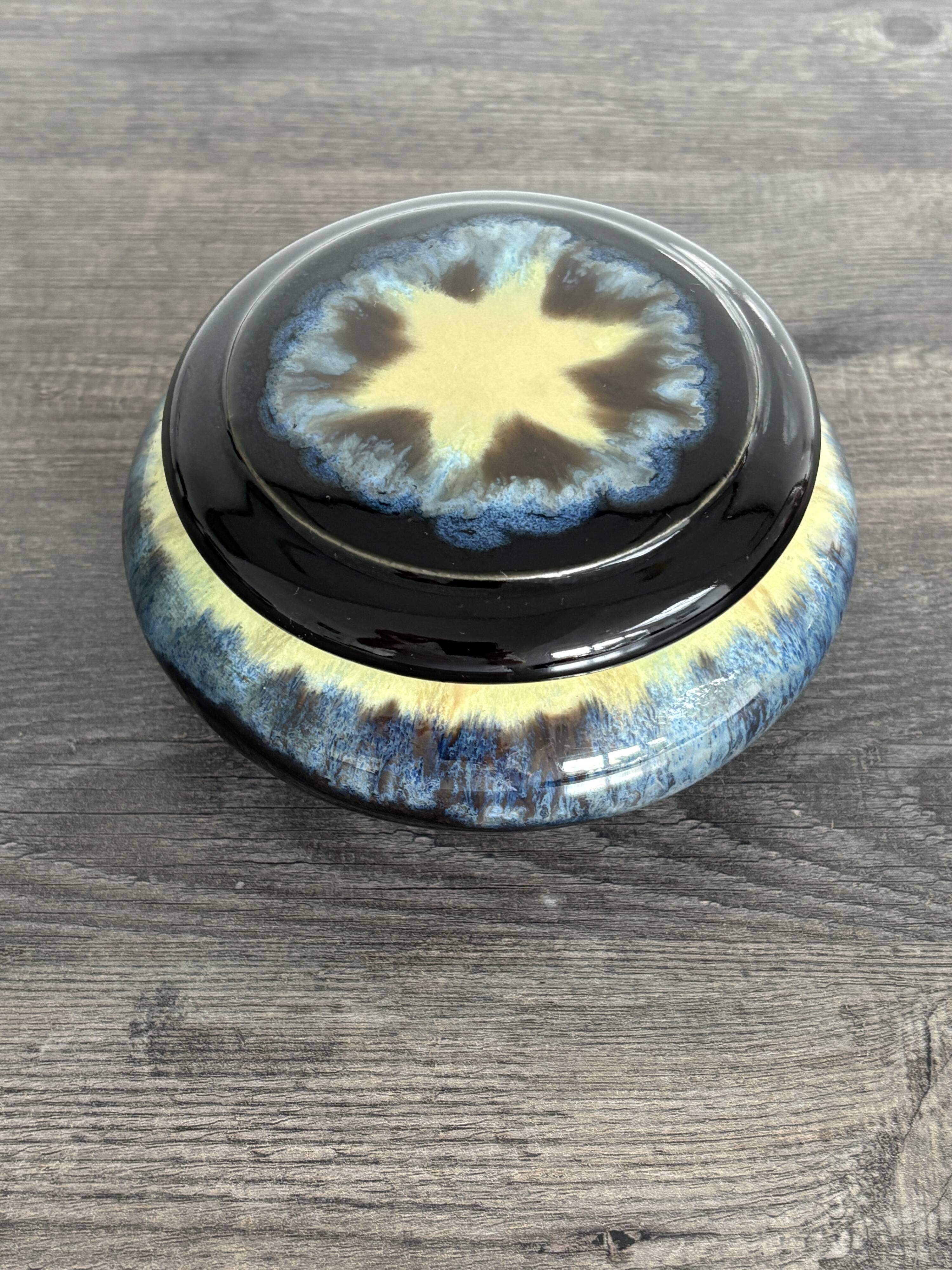 Antique enamelled ceramic box signed alpho