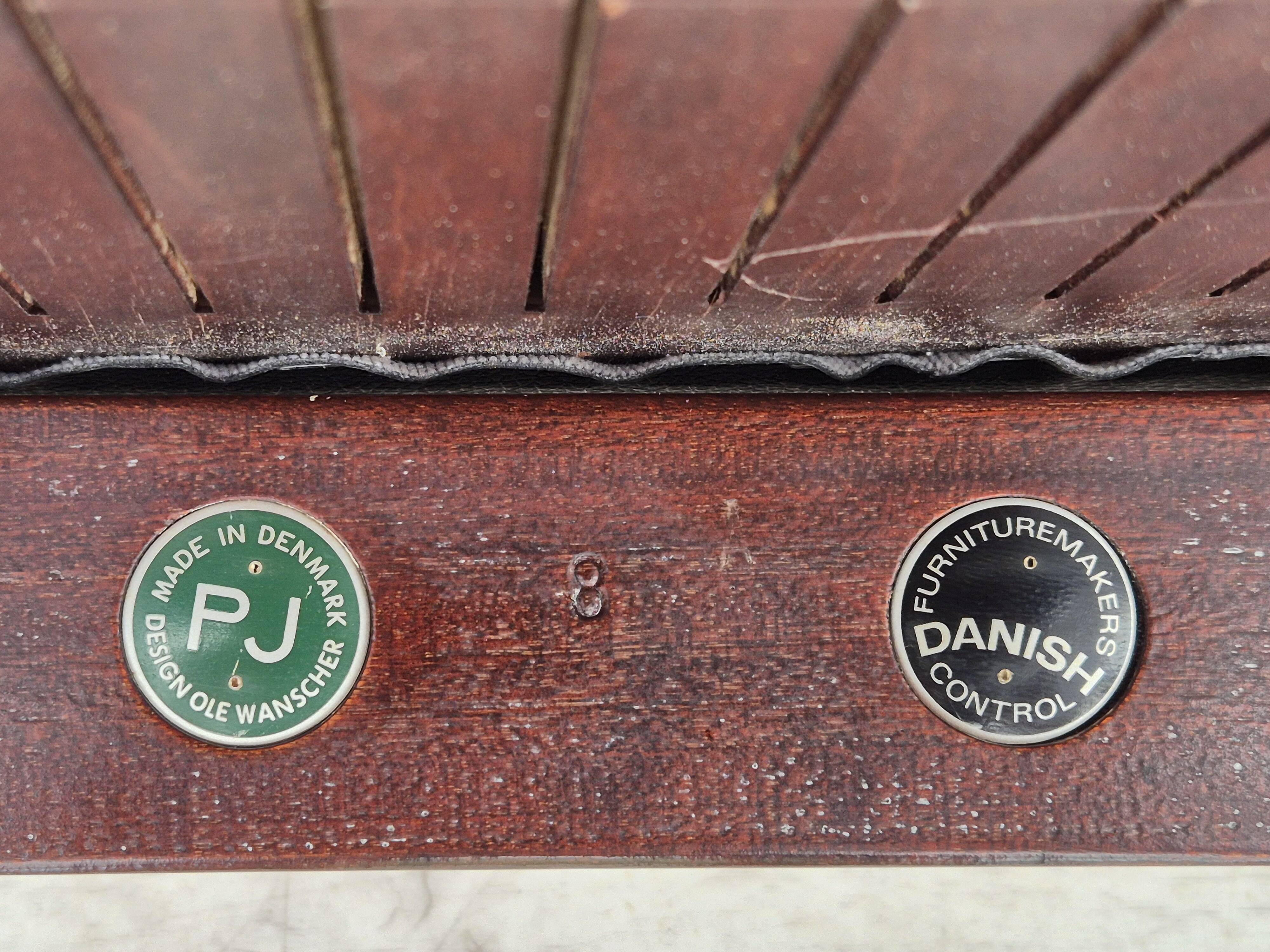 1960s, Danish design by Ole Wanscher, set of 4 Danish dinning chairs, mahogany wood, reupholstered.