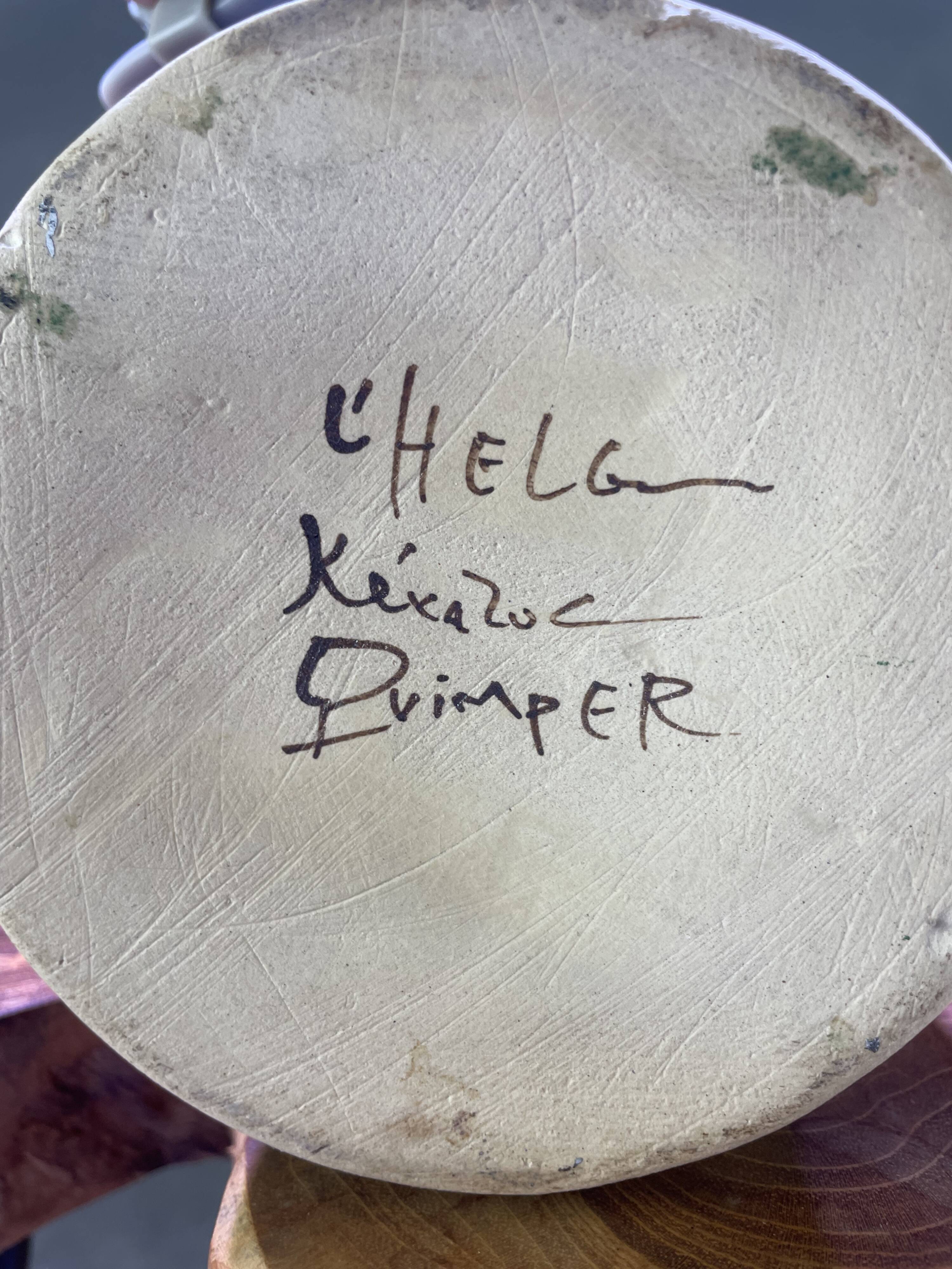 Quimper ceramic candlestick signed Keraluc