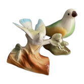 Lot de deux oiseaux en céramique